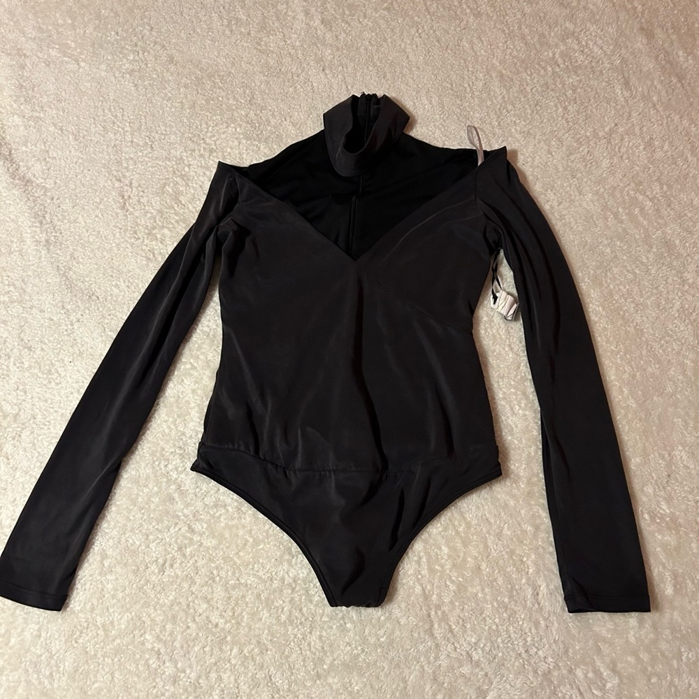 NWT $128 Lovers & Friends Black Chocker Bodysuit‎